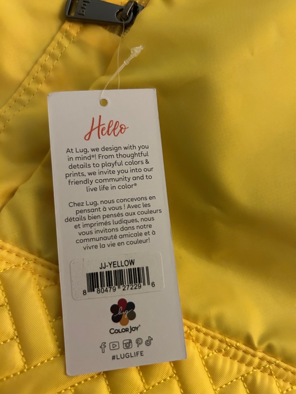 Lug Yellow Quilted Drawstring Backpack - Picture 5 of 5